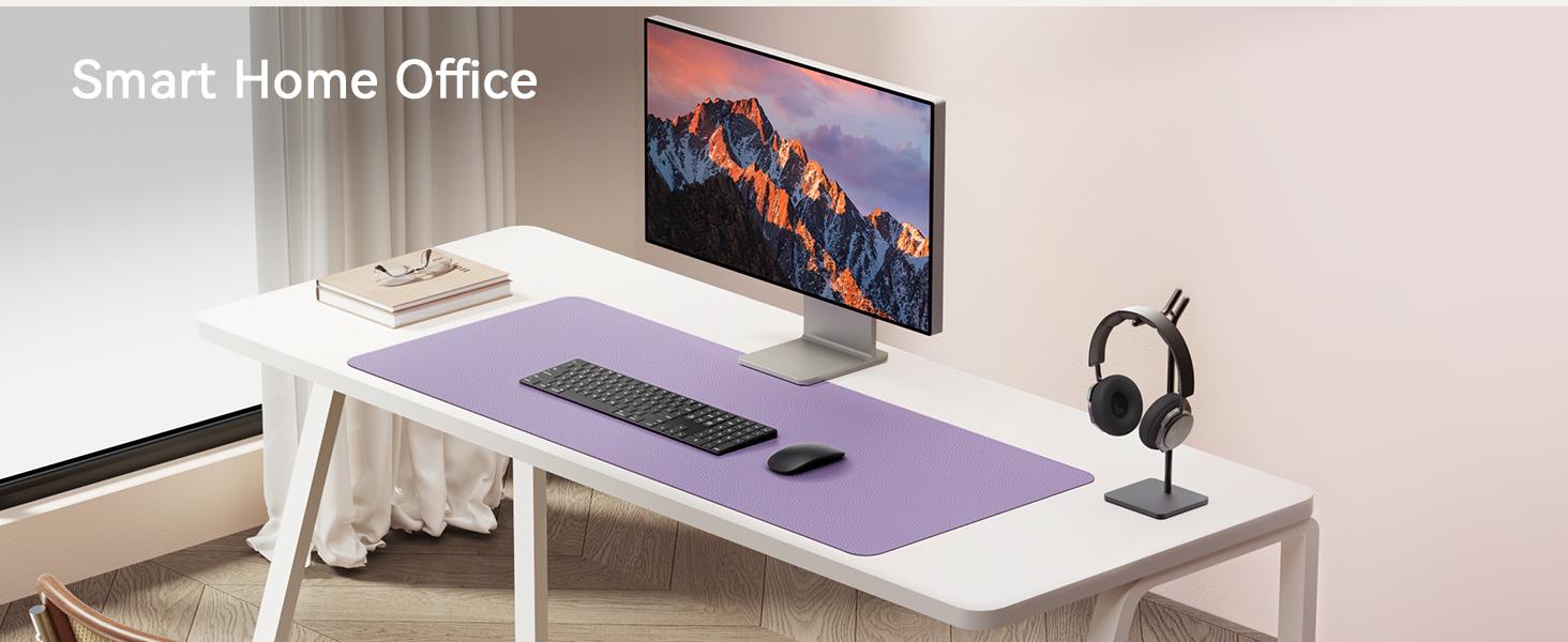 Leather Desk Pad Protector, Office Desk Mat, Large Mouse Pad, Non-Slip PU Leather Desk Blotter, Laptop Desk Pad, Waterproof Desk Writing Pad for Office and Home (Light Grey, 23.6" x 13.8")