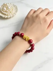 Cinnabar Qilin Bracelet, Daily Wear Feng Shui Jewelry, Lucky Charm for Good Fortune and Transformation, Elegant Accessory for Everyday Use
