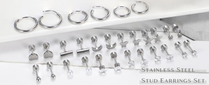 Florideco Small Tiny Stud Earrings for Women Hypoallergenic Flat Back Earrings 14K Gold Plated Surgical Stainless Steel Earrings Sets Screw Back Cartilage Earrings