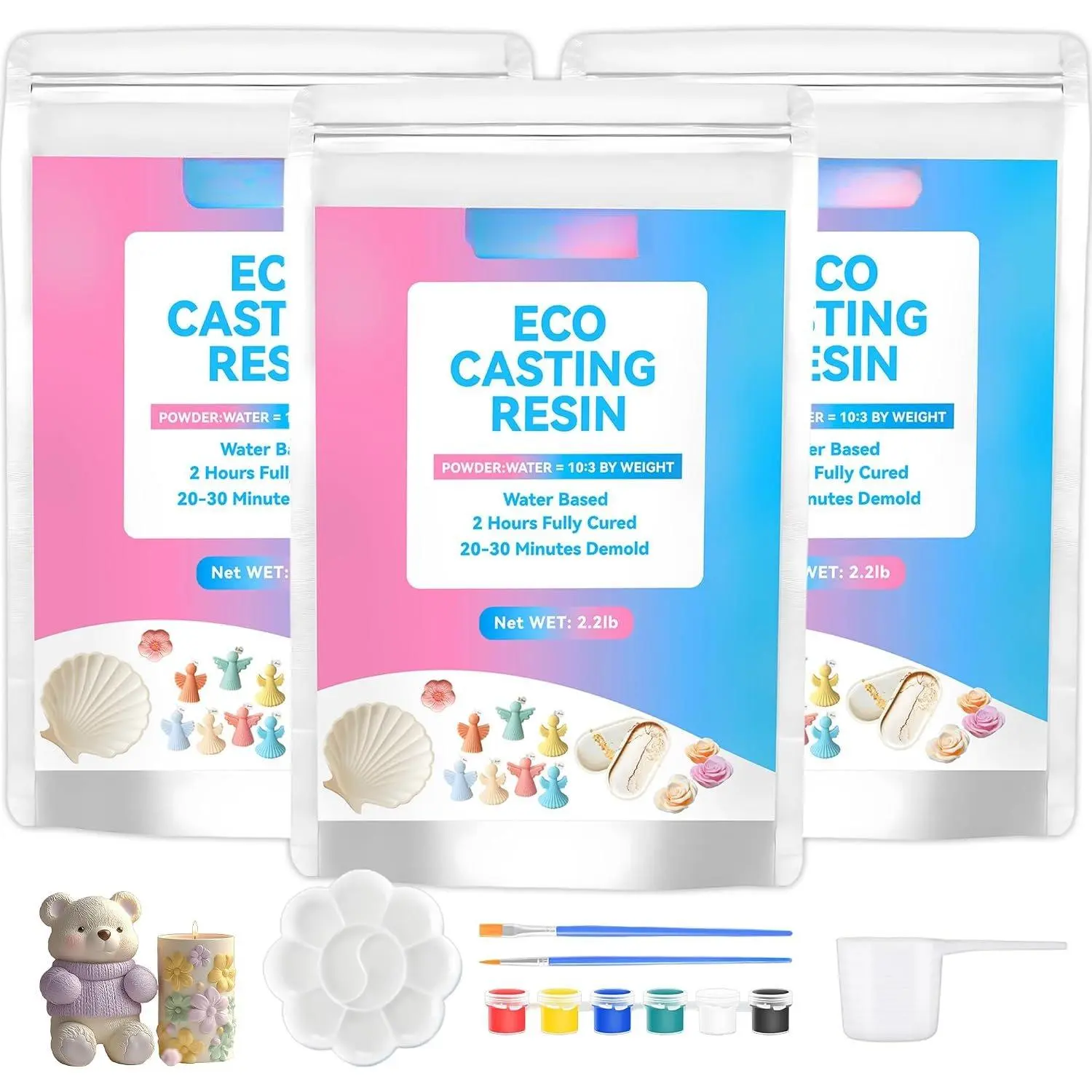 Casting  3000G(6.6lb), 20-30 Minutes Demold  Curing | Casting Kit for Beginners,Water Activated Plaster , Easy Mixing and Self Leveling,Easy for Crafts, Art,DIY  Decor