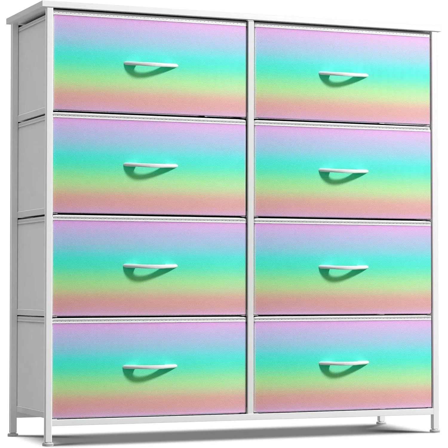 Kids Dresser with 8 Drawers - Storage Unit Organizer Chest for Clothes - Bedroom, Kids Room, Nursery, & Closet (Rainbow, 31.5 x 12 x 32-8 Drawer)