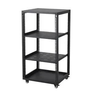 Garvee 12U Heavy Duty Open Frame Network Rack – 19 Inch Server Cabinet for Office or Home – Includes 2 x 1U Rack Shelves – Casters – Wall Mount or Floor Standing – Ideal for IT, Computer, Audio, AV Equipment – Sturdy 1.2mm Steel