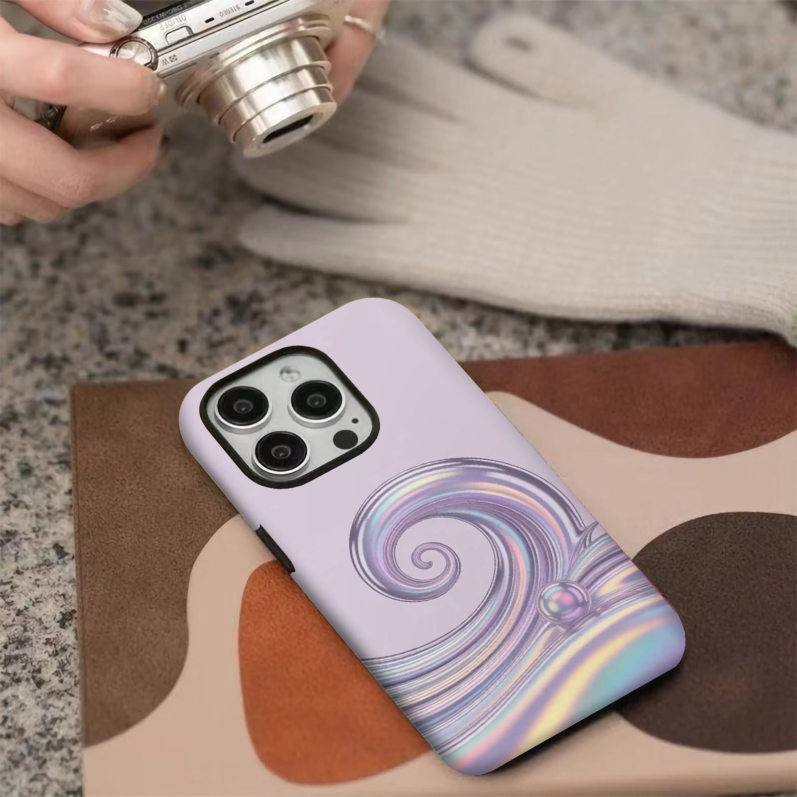 Iridescent, wave, pearl Soft And Hard Two-In-One Film Printed Full Pattern Case For IPhone 16 15 14 13 1211 Pro Max Plus Phone Case