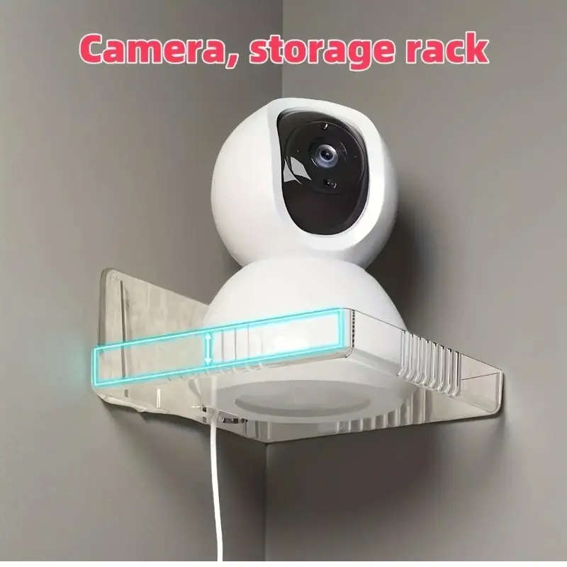 1PC No-Drill Security Camera Mount, Strong Adhesive Wall Bracket, Space-Saving Indoor Outdoor Camera Stand, Easy Installation, Home Office Shop Surveillance, Versatile, Stability