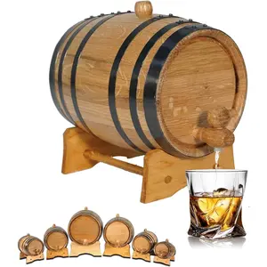1 Liter Oak Aging Barrel with Wood Stand, Bung & Spigot - Mini Whiskey Barrels for The Home Alcohol Distiller, Moonshiner & Winemaker - Age Cocktails, Bourbon, Whisky, Tequila, Rum, Mead Wine (1L)