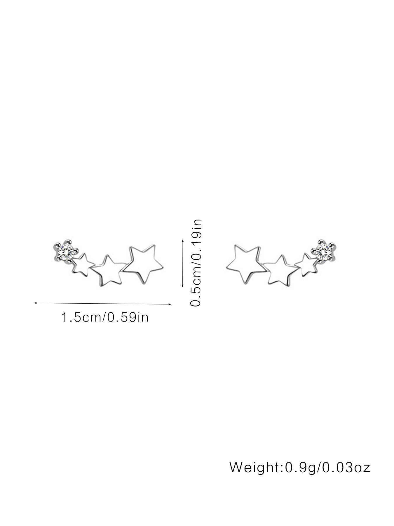 S925 Sterling Silver Stars Design Pretty Studs Earrings, High Quality Earrings, Gifts for Girlfriend, Gifts for Her, Fashionable Earrings for Women & Girls, Trendy All-match & Exquisite Jewelry for Birthday Gift, Elegant Minimalist Earrings