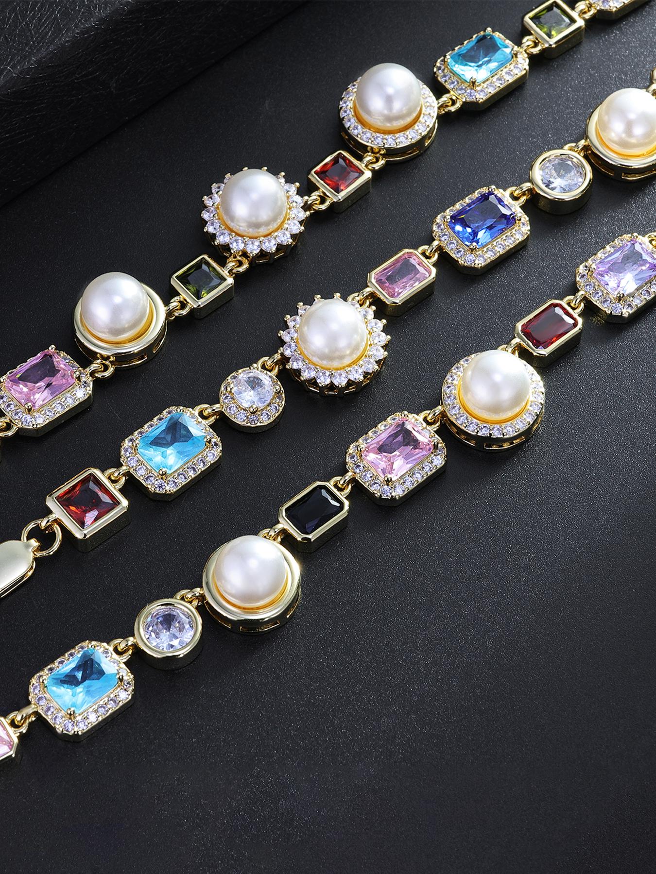 ICED CHICS Colorful hip-hop Pearl Necklace, suitable for both men and women, a dazzling jewelry accessory, the best companion for important festivals, the best choice for a partner, a gift, a present, Modern Versatile Accessories