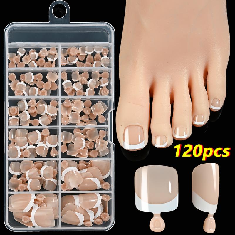 216/120Pcs Press on Toenails 9Colors Short Square False Nail Tips Glossy Nude/Pink/Brown Fake Toenail for Summer DIY Foot