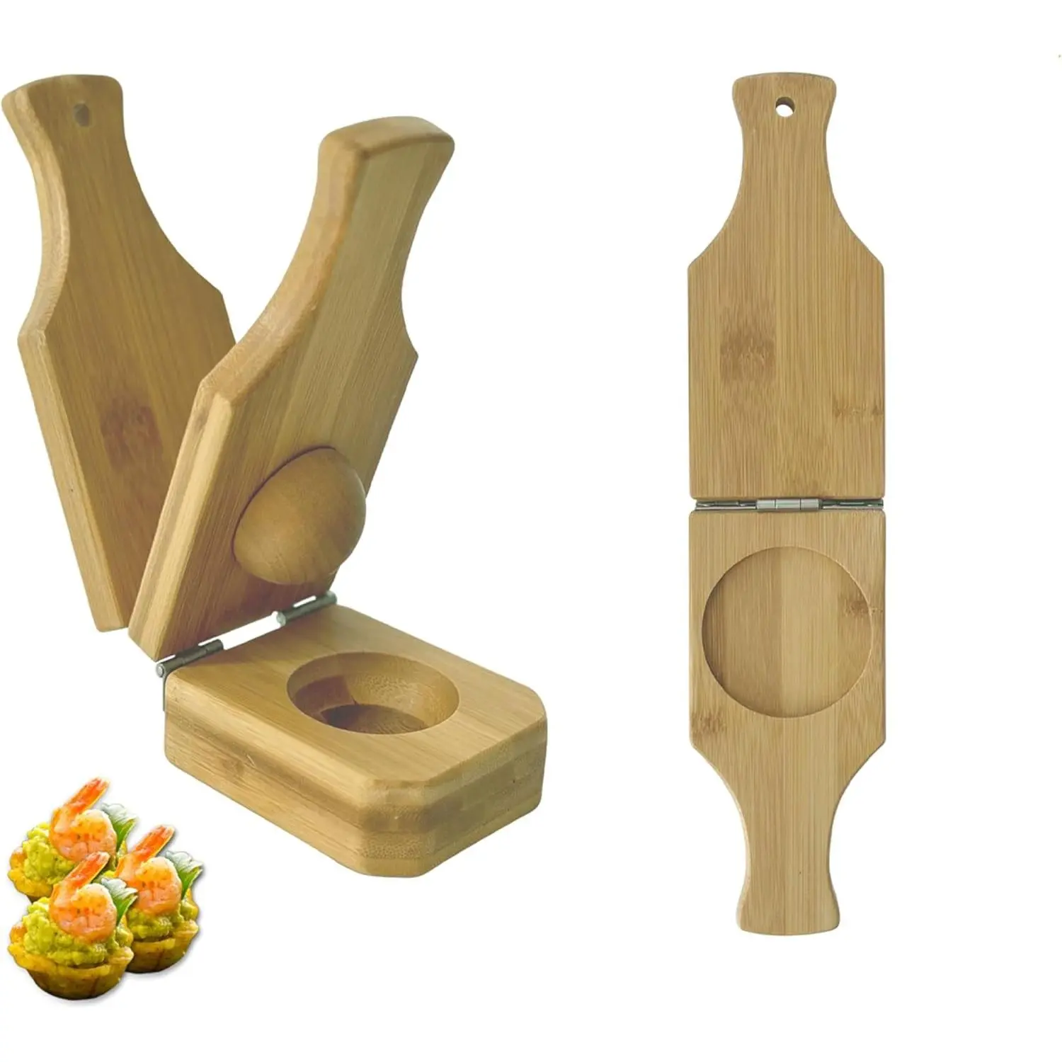 Bamboo 2-in-1 Plantain Press Plantain Smasher Maker - Makes Authentic Caribbean Tostones and Plantain Cups, Perfect for Tostones and Stuffed Plantains, Size 6.8 * 3 * 2.36inch