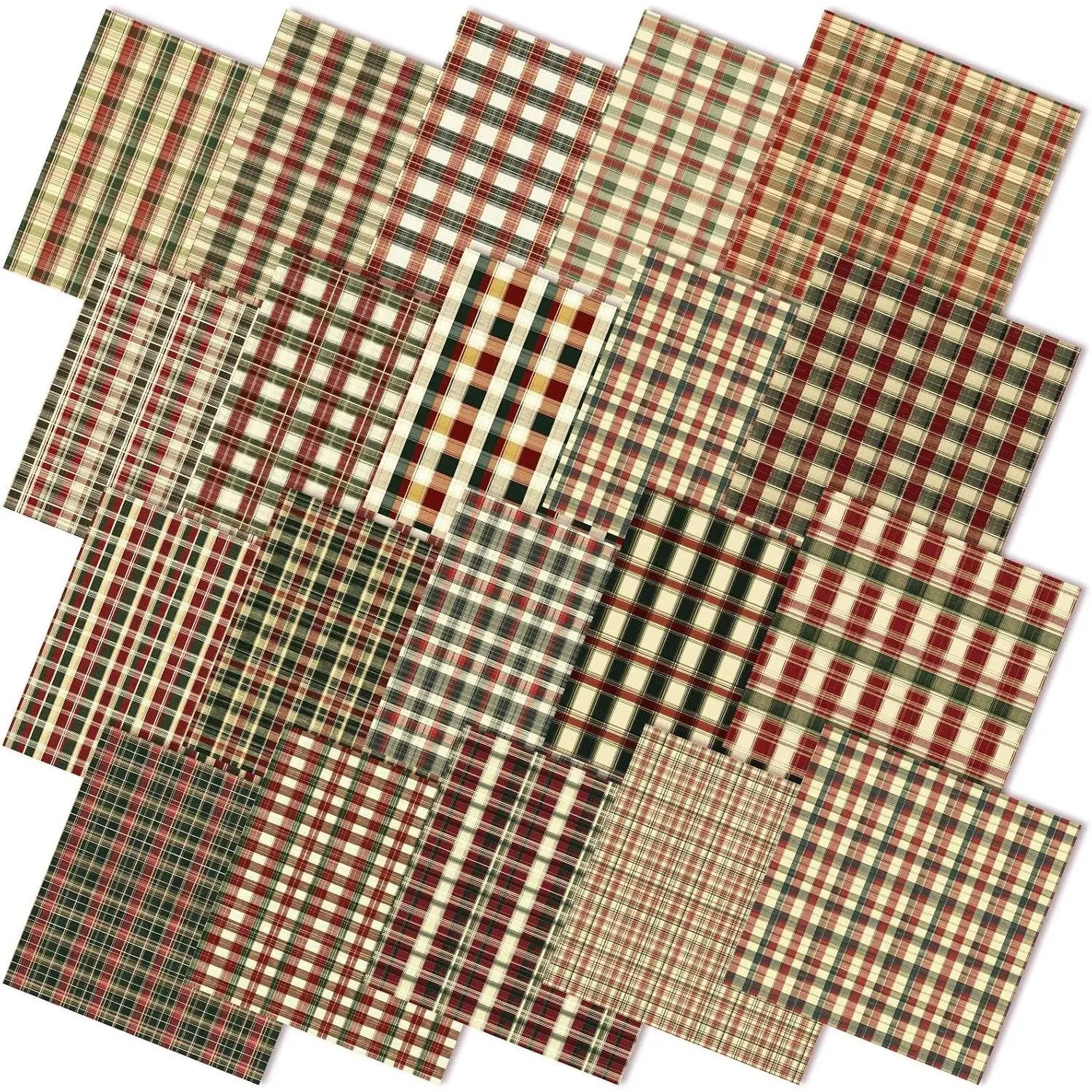 60 Pcs 10 x 10 Inch Vintage Christmas Quilting Fabric Plaid Homespun Fat Squares Patchwork Red Buffalo Plaid Precut Fabric Bundles for Xmas Winter Fall Quilting Crafting DIY Sewing