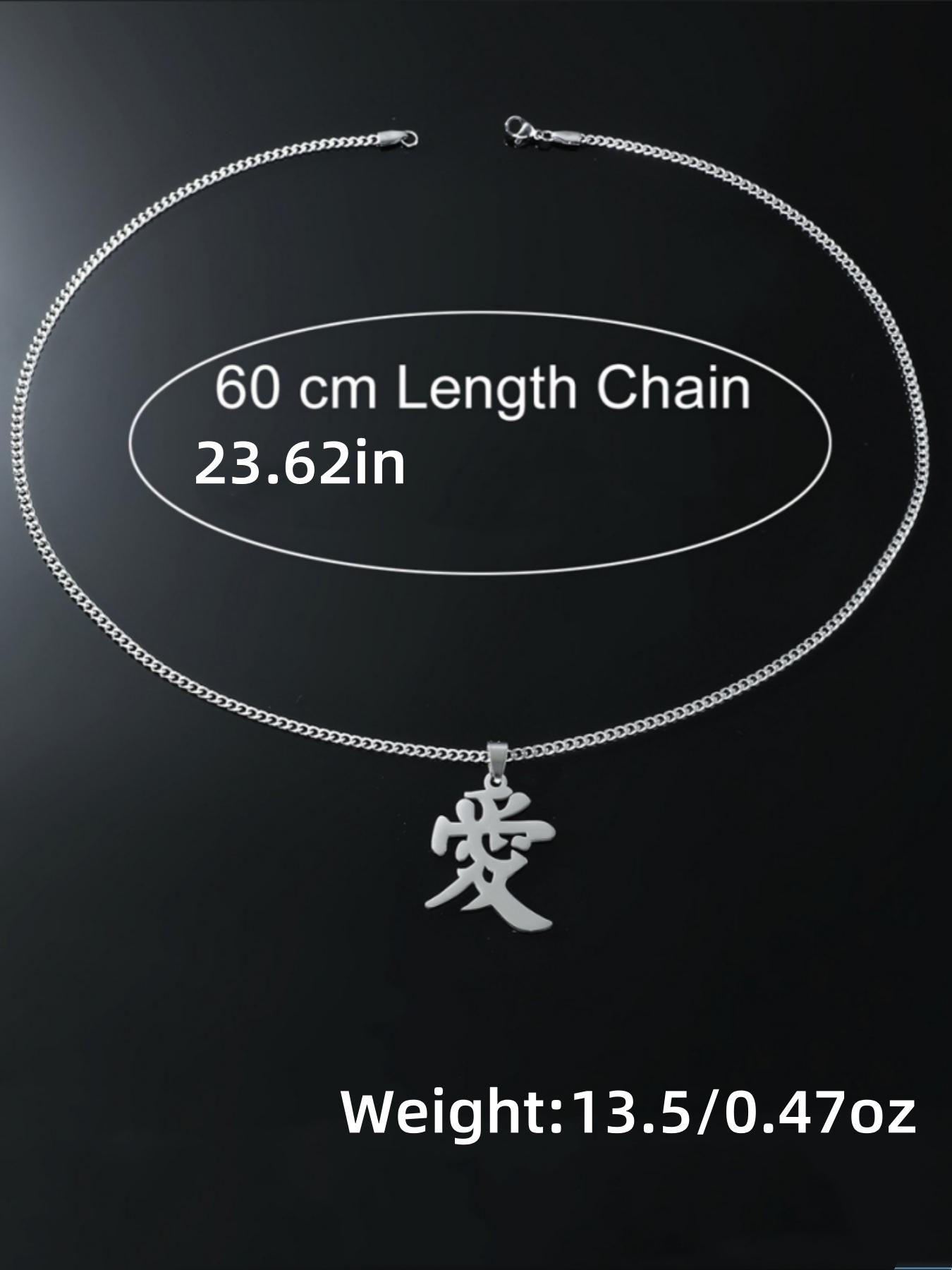 Anime Kanji Chain Stainless Steel Gaara Demon Slayer Japanese Streetwear Jewelry - Love Symbol Charms Necklace for Naruto Fans