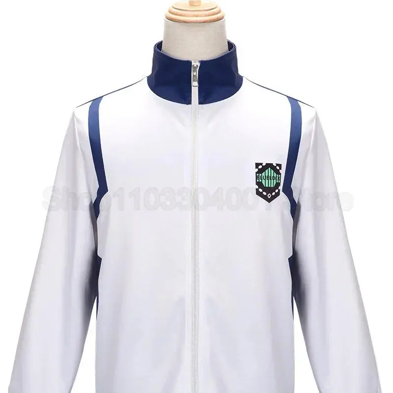 Anime Character Print Full-Zip Hoodie Jacket - Polyester Sportswear with Pockets, Cosplay Tracksuit Top for Blue Lock Fans, Polyester Clothes
