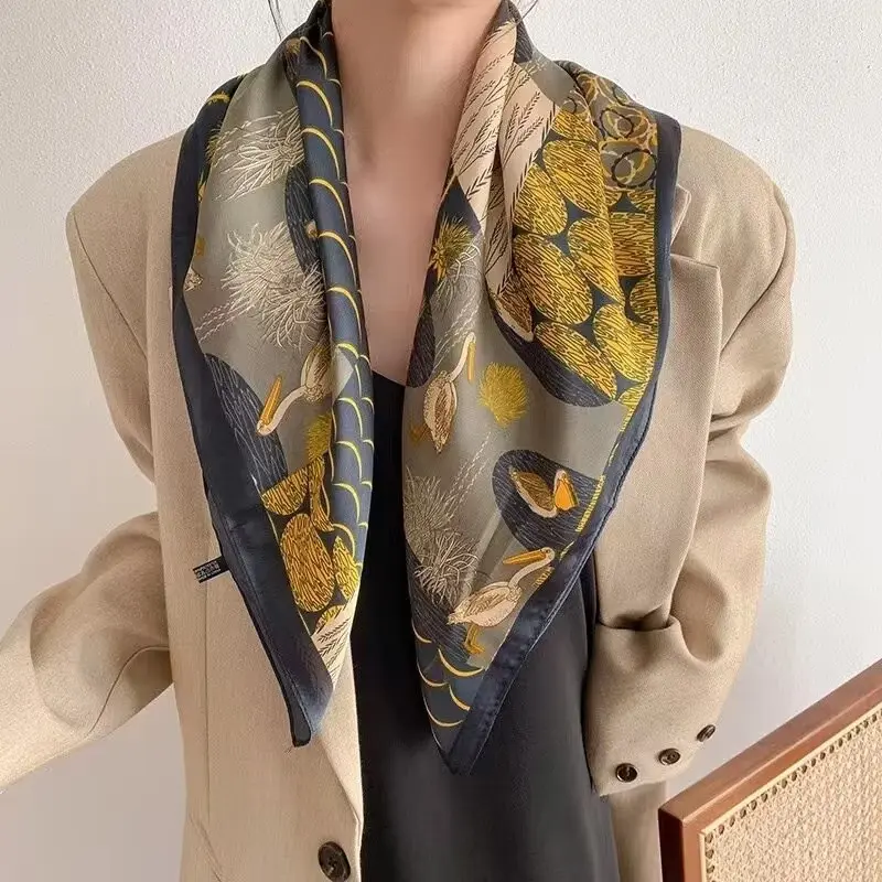 70cm square scarf, faux silk neck scarf, office professional cravat, elegant women neck tie, lightweight summer scarf, business formal accessory, high-end texture bandana