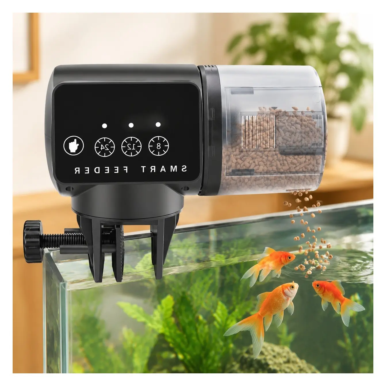 Automatic Aquarium Fish Feeder with Timer, Adjustable Volume Auto Fish Food Dispenser for Vacation, Compatible with Granules Pellets StripsGift