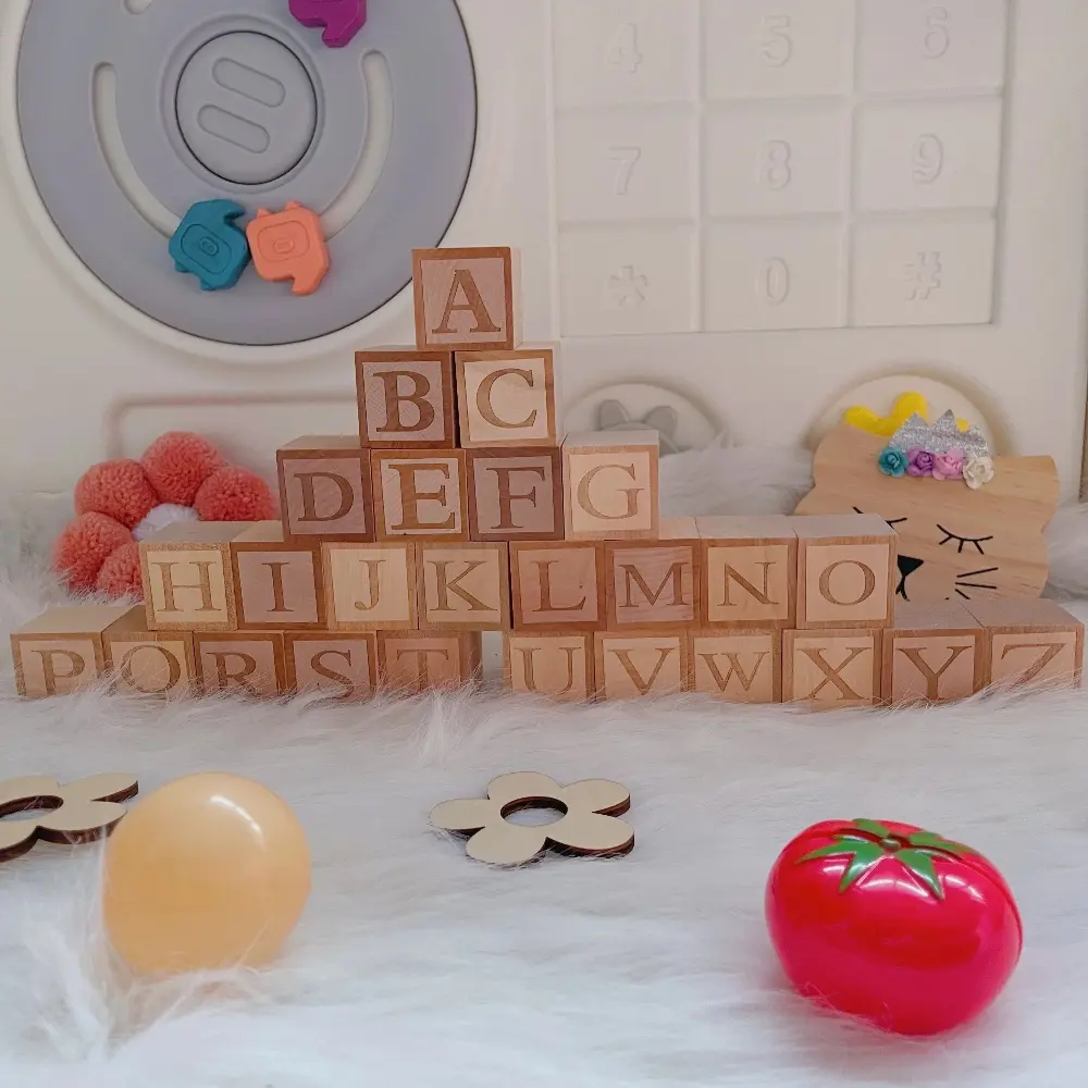 Nordic Style Three-Dimensional Wooden Block Ornaments with English 26 Letters, Can Be Combined to Form Names, Home Crafts Ornaments, Wedding Photography Props