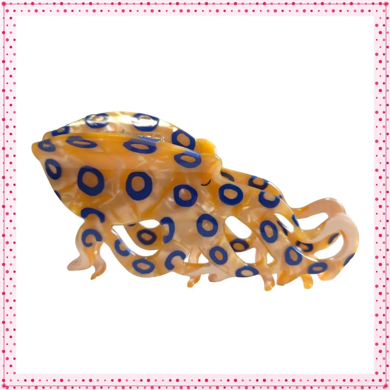 Novelty Blue-Ringed Octopus Big Claw Clips for Women, Cellulose Acetate Hair Claws, Smooth Glossy Non-Irritating Hair Accessories for All Hair TypesGift