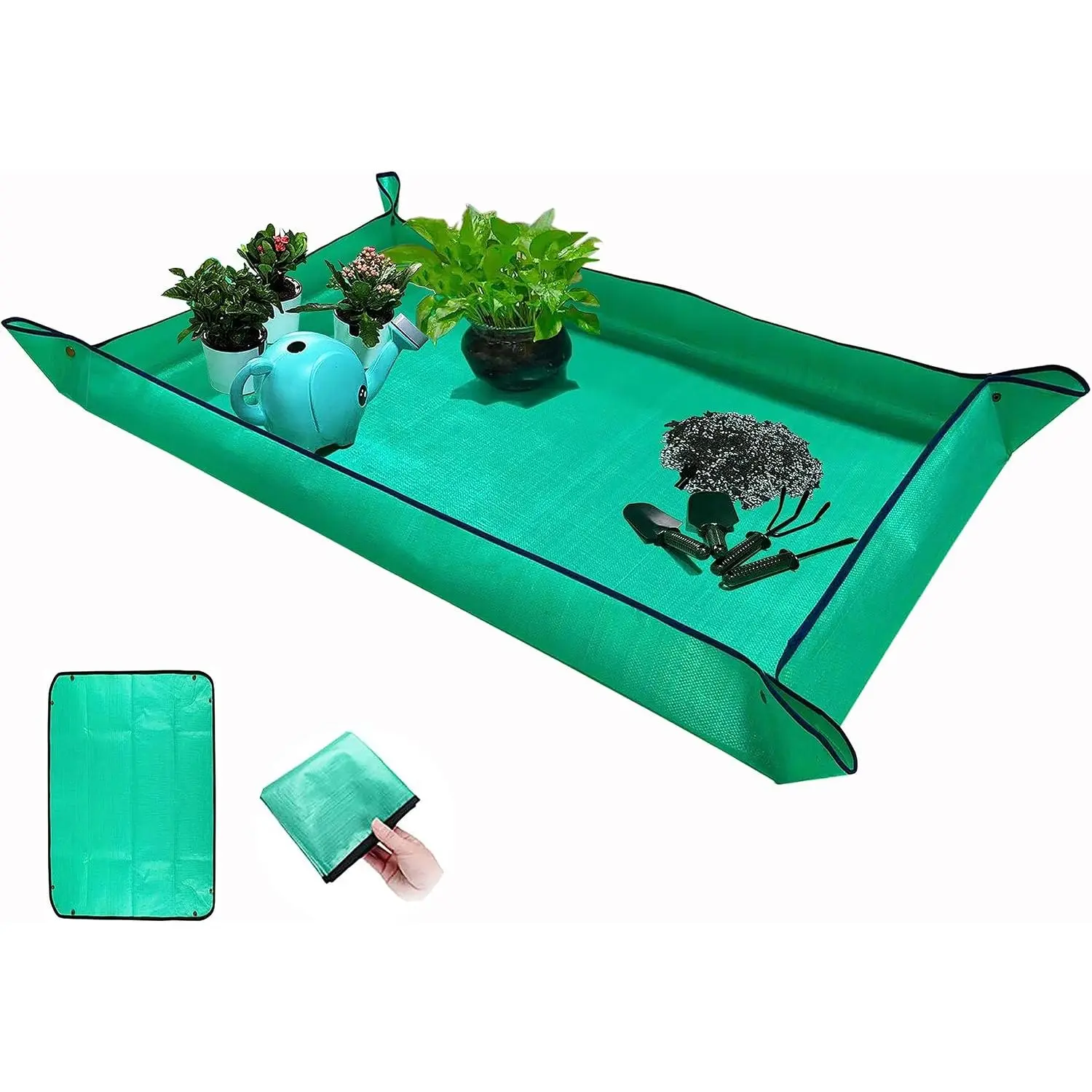 Repotting Mat,Thickened  for Indoor  Transplanting and Mess Control,Foldable Succulent Portable Gardening Mat (43'*30',Green)