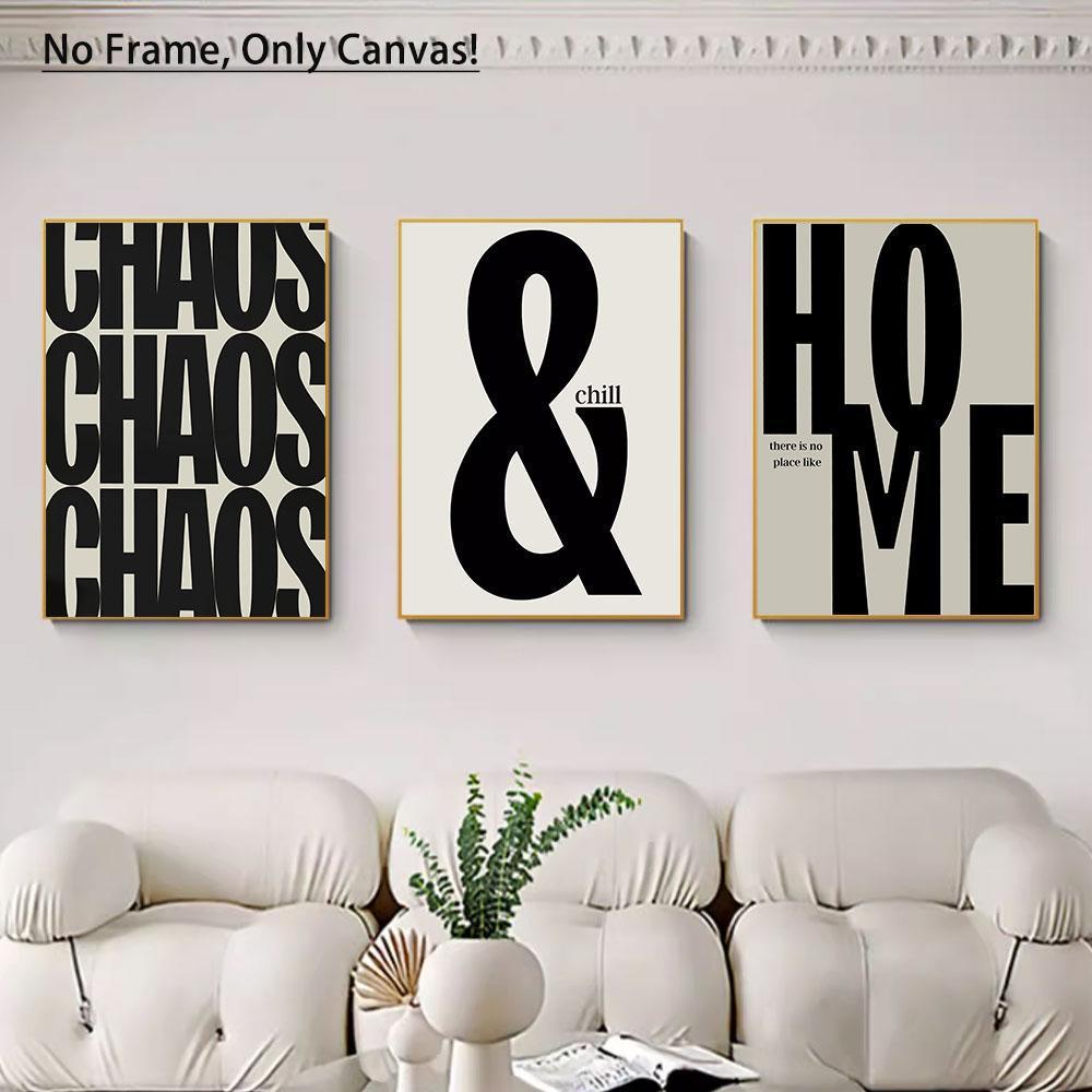 Modern Canvas Painting without Frame, Unframed Art Print, 3 Counts/set Fashion Letter Pattern Wall Art, Wall Decor, Art Wall Decoration for Home Living Room Bedroom Office
