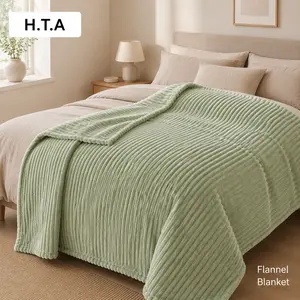 HTA Plush Flannel Twin Blanket - Lightweight, Breathable for Spring/Summer, Soft Cozy Throw for Bed, Couch, Durable for Beach Houses, Birthday Gifts, College Dorms, Guest Rooms