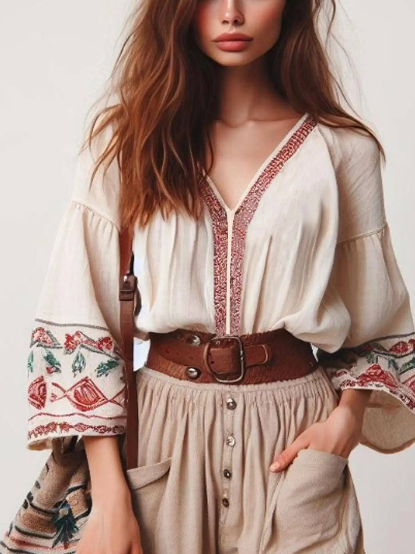 Women's Off The Shoulder Lantern Sleeve Blouse, Boho Fashion Retro Blouse for Daily Holiday Vacation Wear, Ladies Clothes for All Seasons, Shirts