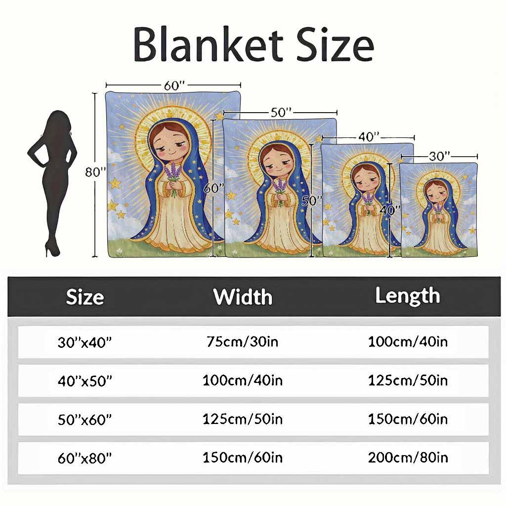 Anime Virgin Mary Our Lady Of Guadalupe Blanket Soft Cozy Warm Flannel & Fleece Throw Blankets for Bed & Couch, Holy Aura and Starry Sky Print with Spiritual and Inspirational Design, Ideal Gift for Christians, Church Friends, Birthday, Christmas
