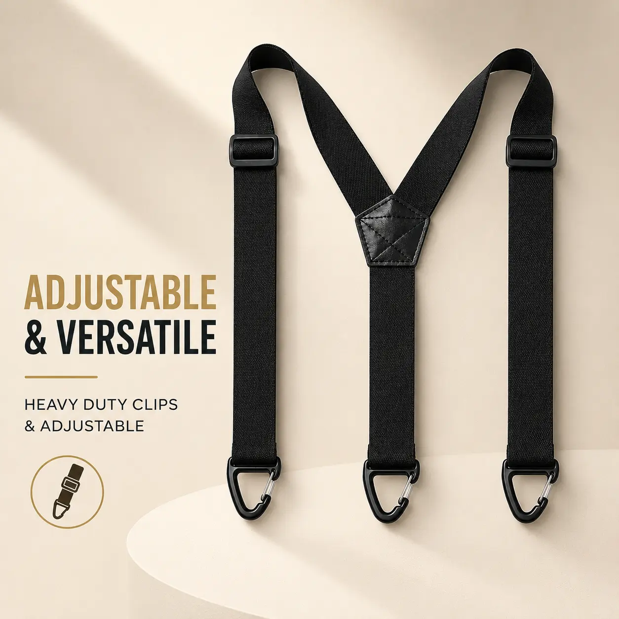 Hidden Clip-On Suspenders for Men and Women, 1.5-Inch Wide Adjustable Suspenders with 3 Snap Loops, Heavy Duty Under Clothing Suspenders for Work