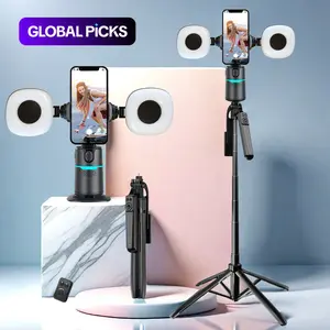 360-Degree Rotatable Smart Selfie Stick, Selfie Stick with Wireless Remote Control, Phone Stabilizer with RGB Light for Video Recording