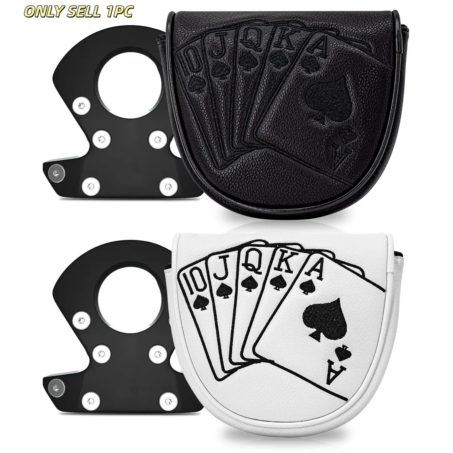1pc Putter Head Cover, Playing Card Pattern, Magnetic Closure PU Shell, Soft Fleece Lining, and Available, Golf Accessories, Golf Gear, Golf Equipment, Golf Gadgets, Golf Supply, Golf Gift Accessory