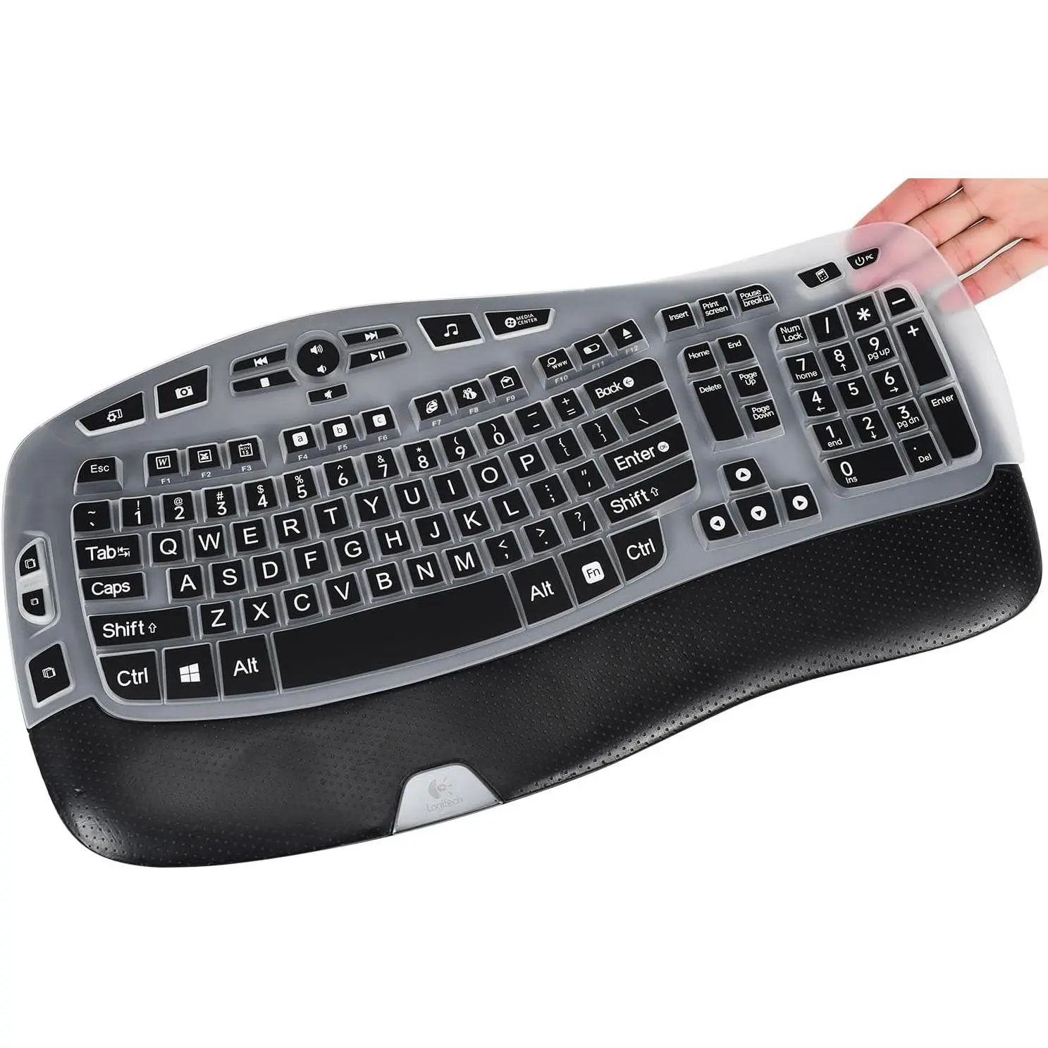 Keyboard Cover with Large Letters Compatible with  K350 MK550 MK570  Wave  Keyboard Protector with  Print Letters -Black