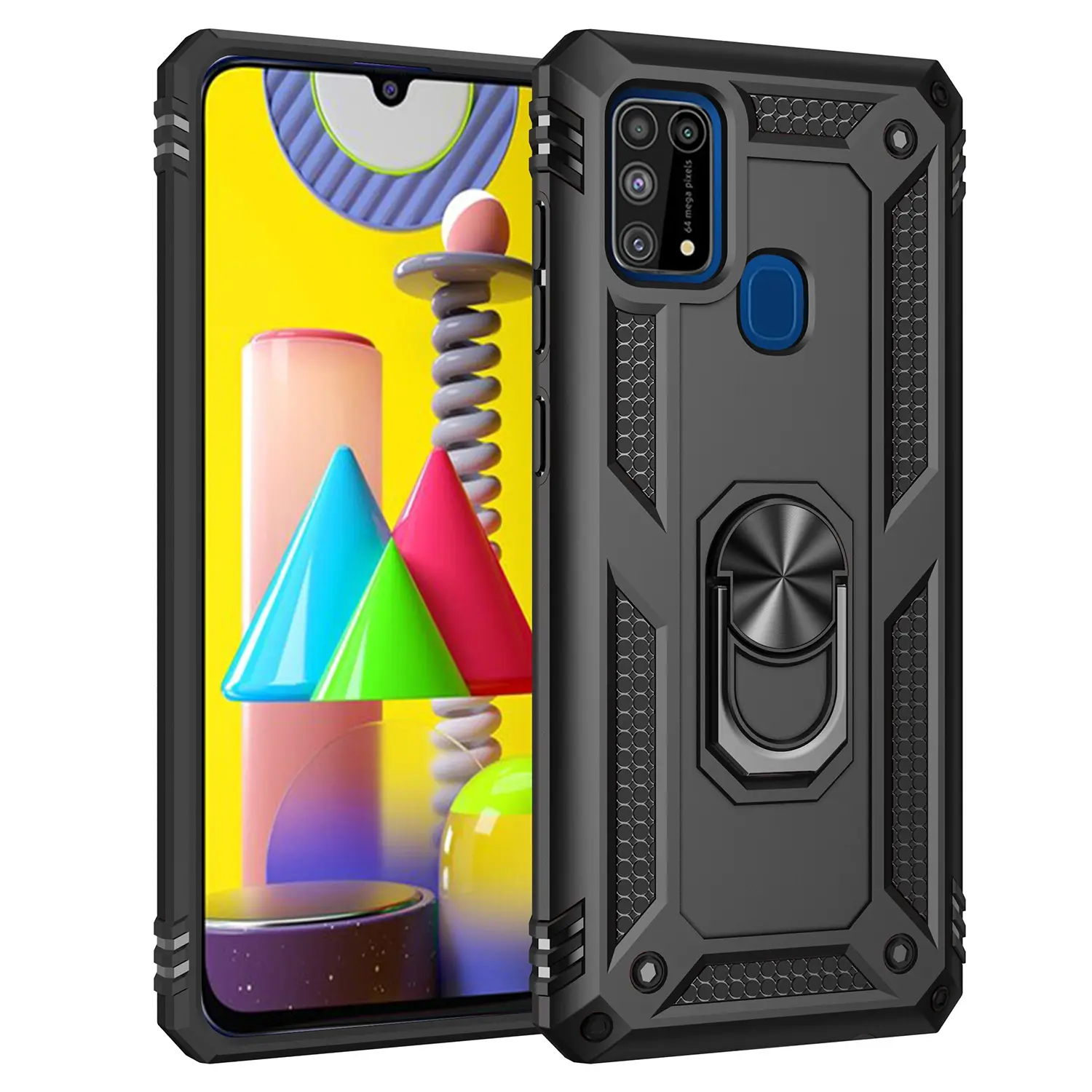 Case for Samsung Galaxy M31/M21/M31 Prime/M30S, Shockproof Dual Layer, 360° Rotatable Magnetic Ring Stand, Anti-Slip Hard Shell Protector for Samsung Galaxy M31/M21/M31 Prime/M30S Case