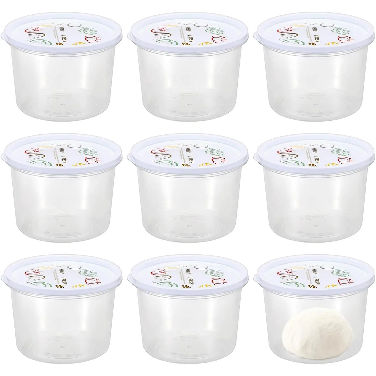 Round Pizza Dough Proofing Boxes, Set of 9 Stackable  Storage Containers with Lid, 700ml Clear Plastic Tray Fits for 235 Gram Pizza Dough, For Making within 10" Pizzas