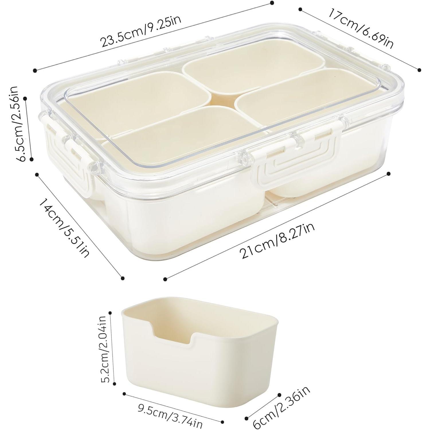 Versatile Serving Tray with Lid and Handle - Multi-Compartment Snackle Box for Organizing Fruits, Spices, Deli Meats, and  -  for Entertaining, Parties (4 Compartments)