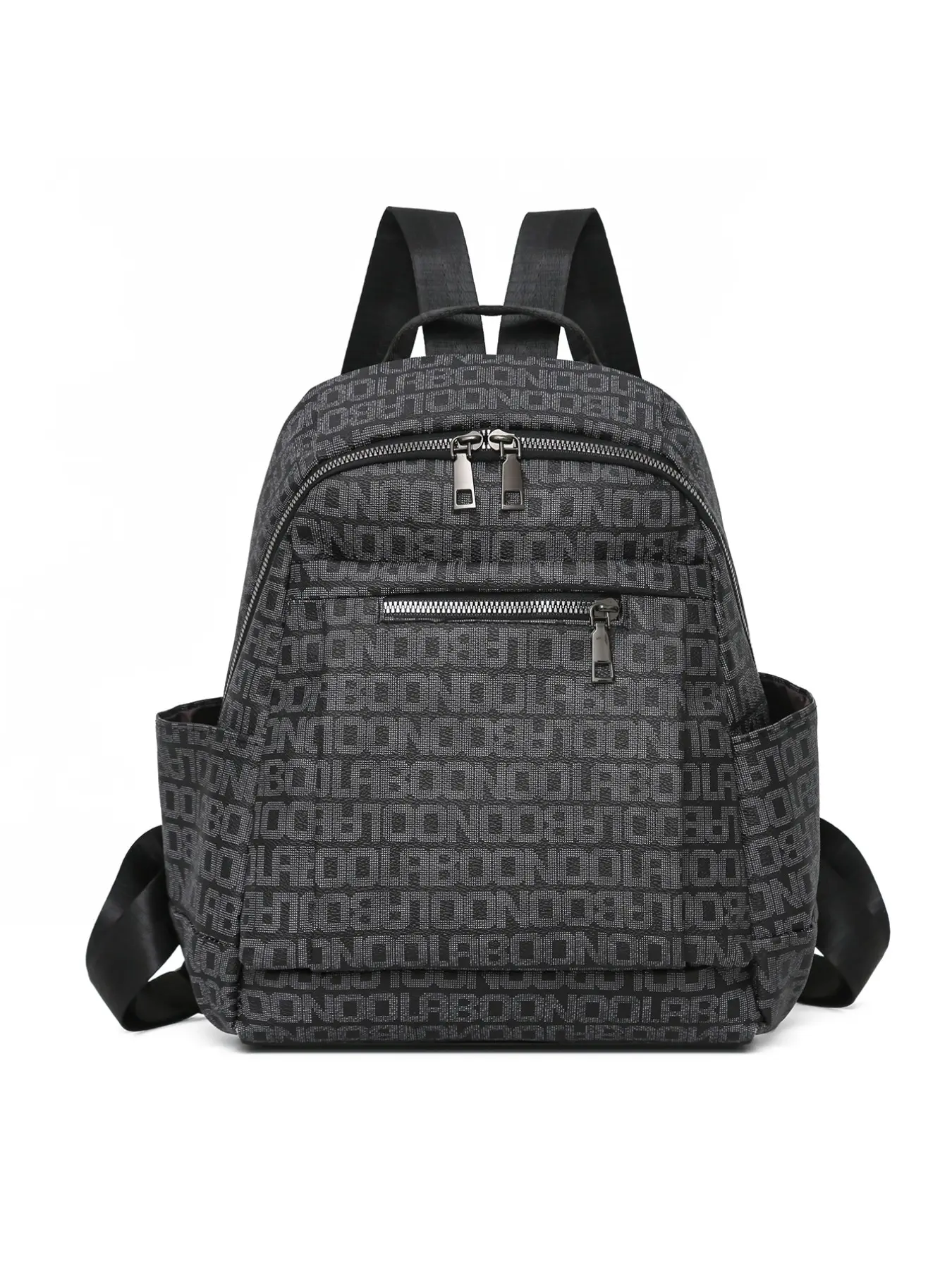 Trendy Letter Print Women's Backpack, Casual Commute Style, Durable Fabric, Metal Zipper, Hidden Pocket, Water Bottle Compartments, Large Capacity