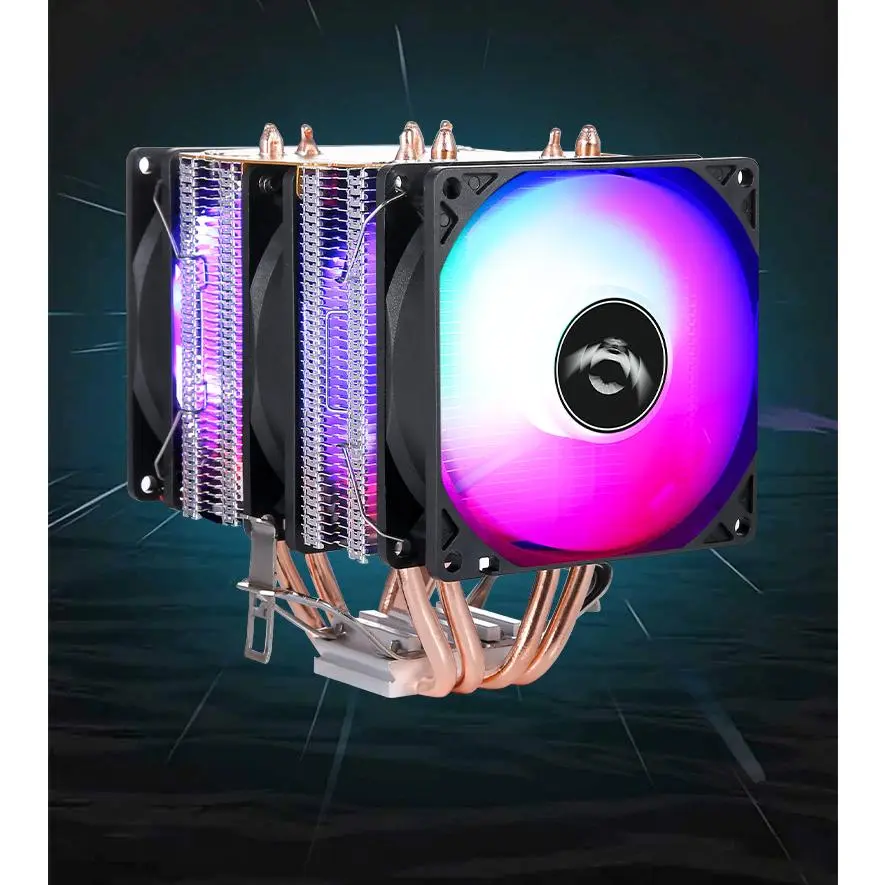 Dual Tower 4 Heat Pipe Temperature Controlled Silent CPU Cooler Compatible With 12th Gen 1700 1150 1155 AMD And I5 Series Desktop Processor Fan