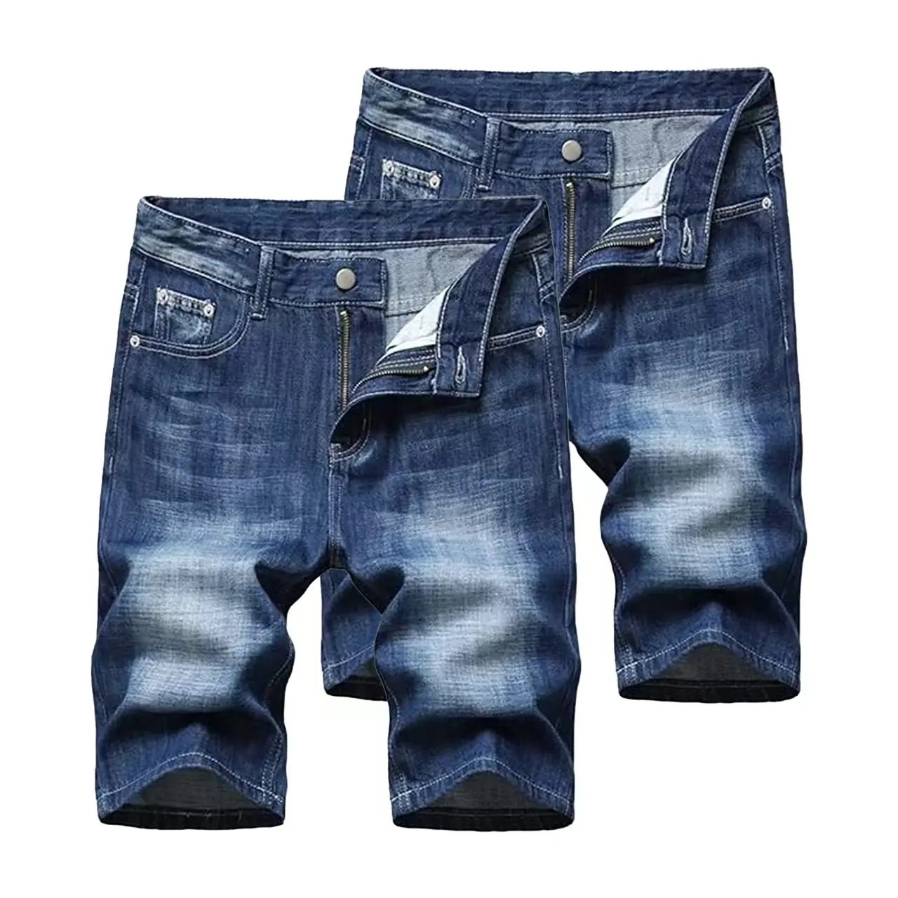 1/2 Pack Men's Summer Slim-Fit Denim Shorts, Clean Minimal Casual Bottoms with Streetwear Style for Everyday Wear.