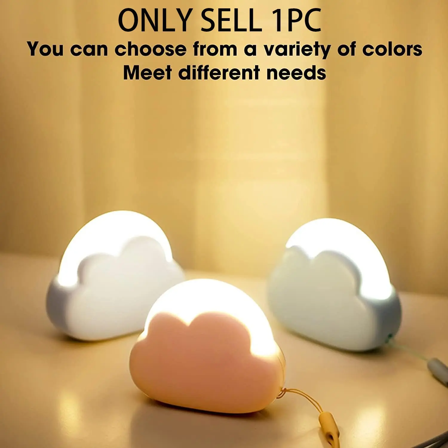 Portable LED Night Light, Cute Cloud Mini Desk Lamp with 4 Working Modes, Rechargeable Kids Night Light for Camping, Bedside Lamp for Bedroom Nightlights [with Wrist Strap] [with USB Cable]