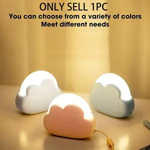 Portable LED Night Light, Cute Cloud Mini Desk Lamp with 4 Working Modes, Rechargeable Kids Night Light for Camping, Bedside Lamp for Bedroom Nightlights [with Wrist Strap] [with USB Cable]