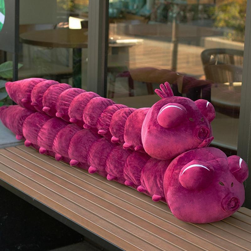 Giant Pink Caterpillar Plush Pillow, 100cm Soft Long Worm Stuffed Toy, Cute Insect Body Pillow Gift for Kids & Adults