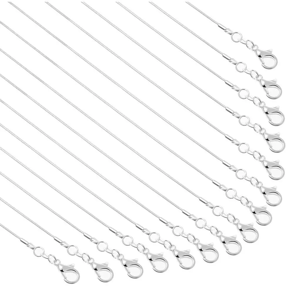 30 Pack Necklace Chain  Plated Necklace Snake Chains Bulk for  Making, 1.2 mm (18 Inches)
