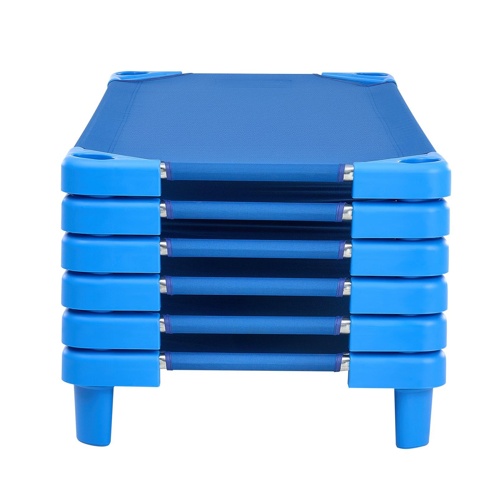 VEVOR Stackable Kiddie Cot, Pack of 6, Portable Toddler Nap Cots, Standard Size 52" L x 23" W Daycare Cots for Kids, Preschool Classroom Daycare Beds for Sleeping, Resting, Naptime, Blue VEVOR Stackable Kiddie Cot, Pack of 6, Portable Toddler Nap Cots, Standard Size 52" L x 23" W Daycare Cots for Kids, Preschool Classroom Daycare Beds for Sleeping, Resting, Naptime, Blue