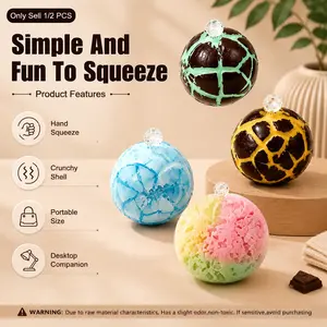 Crispy Chocolate Stress Ball, Crunchy Wax Shell ASMR Squishy Toy, Handmade Crackle Sound Sensory Fidget Ball, Hand Squeeze Desk Toy for Home Office Travel Party and Classroom