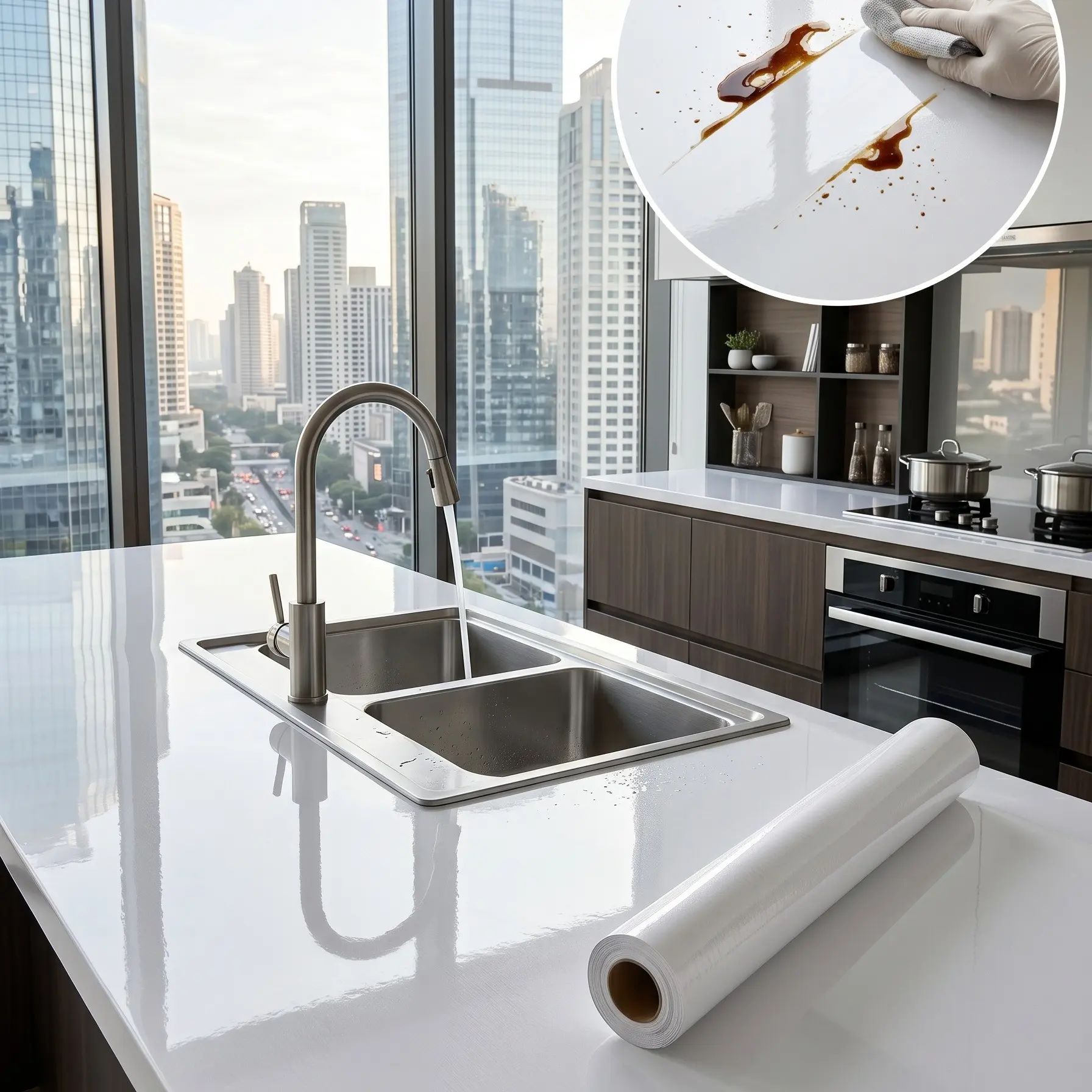 Self-adhesive Countertop Sticker, High Temperature Resistant Countertop Decal, Waterproof & Oil-proof Countertop Sticker for Kitchen, Bathroom, Desk, Cabinet