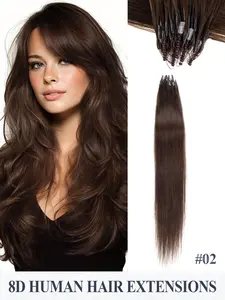 8d Micro Link Hair Extensions Human Hair Micro Bead Hair Extensions Straight Human Hair Ash Blonde Highlighted Bleach Blonde 50 Strands Nano Ring Invisible Mini Silicon Beads Microlink Hair Extensions