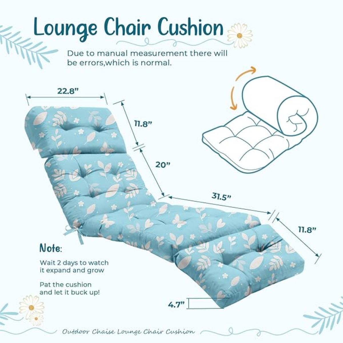 Outdoor Chaise Lounge Chair Cushion 75.1 x 22.8 x 4.7 Inches 100% Waterproof Replacement Cotton Patio Pool Lounge Chair Cushion for Outdoor Furniture with Ties Outdoor Chaise Lounge Chair Cushion 75.1 x 22.8 x 4.7 Inches 100% Waterproof Replacement Cotton Patio Pool Lounge Chair Cushion for Outdoor Furniture with Ties