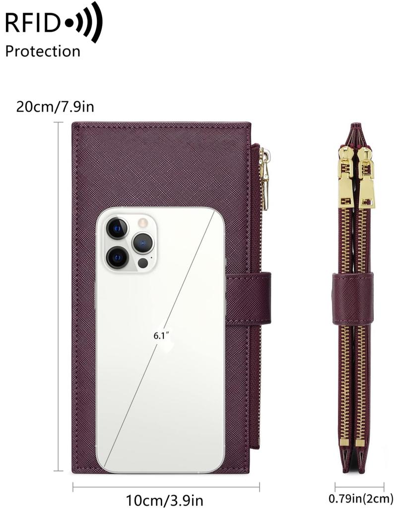 Women's Elegant Long Wallet, Casual Versatile Zipper Rfid Blocking Bifold Wallet, Multi Card Slot Wallet for Daily Use