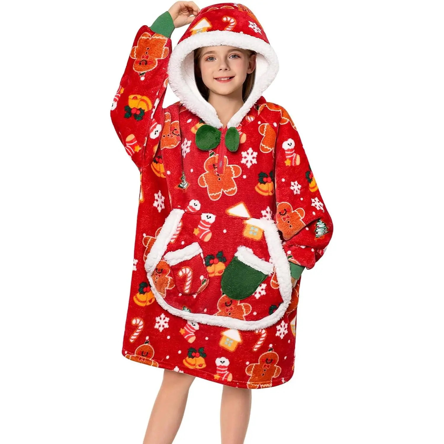 Wearable Blanket Hoodie, Hooded Blanket with Pocket Gingerbread |  Hooded Blanket Hoodie, Flannel Fabric, Machine Wash, Pockets