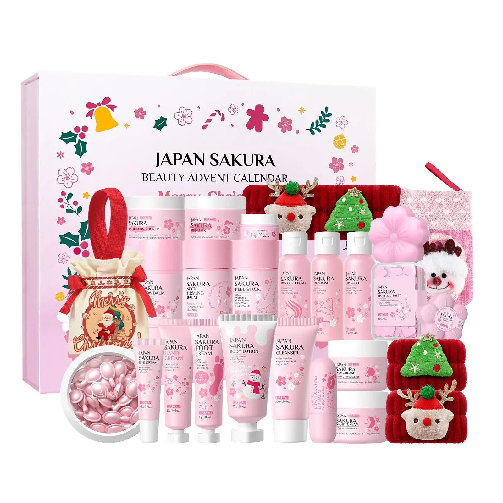2026 Holiday Gift Set, Sakura Beauty Advent Calendar for Teen 8-12 | Aesthetic Christmas Countdown Box with Niacinamide & Vitamin C Skincare Essentials, Perfect Pre-Season Self-Care Surprise for Teen Girls & Women, Christmas Gift