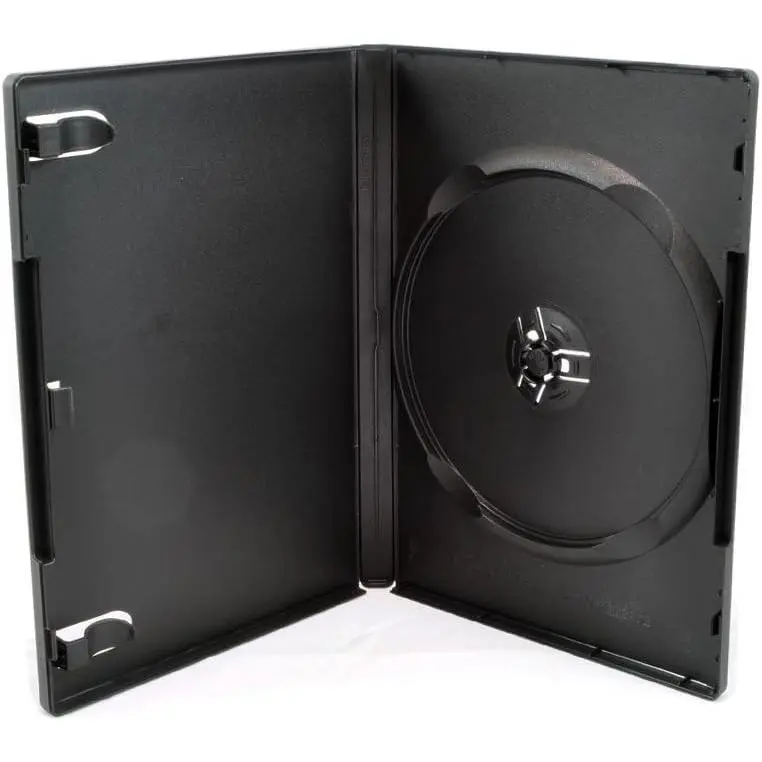 25 Pack Standard 14mm Black Signle Disc DVD Cases with Outter Clear Sleeve