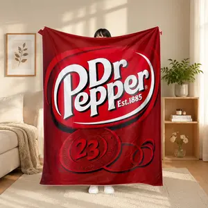 Dr Pepper Classic Logo Flannel Blanket, Multipurpose Soft Plush Throw for Office Bedding Sofa & Holiday Gift
