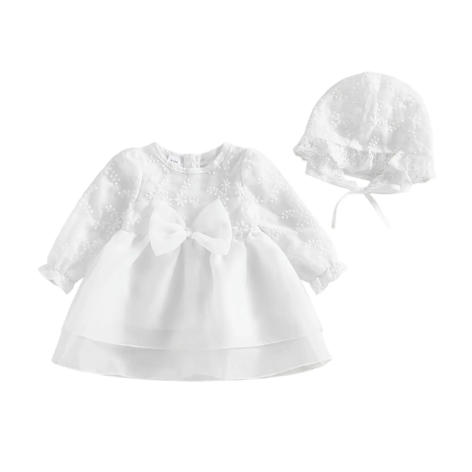 Meihuida Newborn Baby Girl Christening Dress White Lace Baptism Dresses Tutu Birthday Party Princess Dresses with Hat Outfits